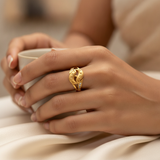Elegant Leaf Embrace Crystal Ring for Women