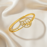 Designer Botanical Leaf CZ Gold Bracelet Women & Girls