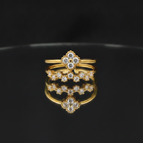 Designer Double Layer Floral CZ Ring for Women