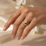 Designer Double Layer Floral CZ Ring for Women