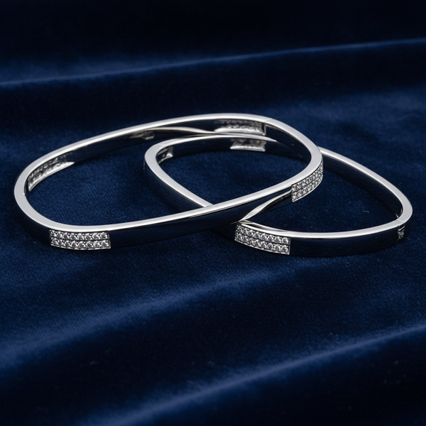 925 Silver Square CZ Bangles for Women