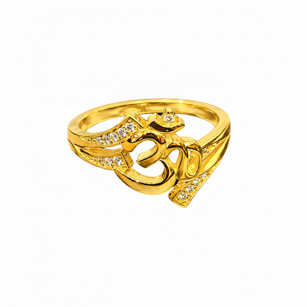 Spiritual Om CZ Open Ring for Women & Girls