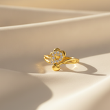 Floral Heart CZ Adjustable Ring for Women