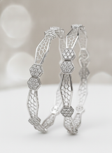 925 Silver Designer Hexagon CZ Bangles