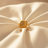 Classic Floral Leaf Stone Studded Ring for Women