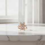 Luxury 360° Rotating Snowflake Spinner Ring with Sparkling CZ Stones