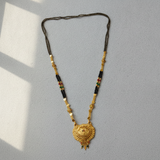 NXGOLD Royal Heritage Black Bead Mangalsutra with Antique Peacock Pendant
