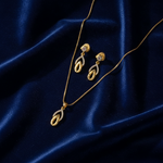 NXGOLD Finish Teardrop Pendant Necklace & Earrings Set for Women