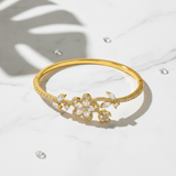 Luxury Floral CZ Open Kada Bracelet for Women