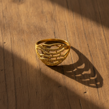 Modern Lattice Gold Finish Ring for Women