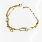 NXGOLD Premium Double Layer Oval Stone Bracelet