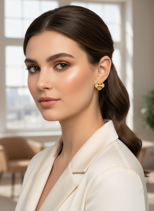 NXGOLD Floral Gold Plated Hoop Earrings for Women & Girls