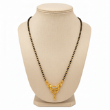 Women's Traditional Black Bead Mangalsutra with CZ Stone Pendant