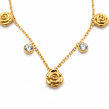 Golden Bloom Crystal Drop Necklace