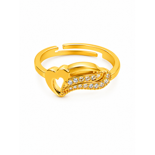 Designer Heart Wing Open Ring with Cubic Zirconia