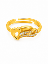 Designer Heart Wing Open Ring with Cubic Zirconia