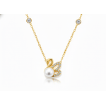 Graceful Swan Pearl Necklace with Sparkling CZ Stones