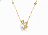 Graceful Swan Pearl Necklace with Sparkling CZ Stones