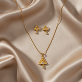 Triangle Sparkle Pendant Necklace Set for Women