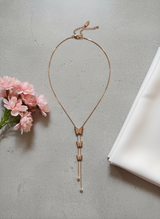 Elegant Rose Gold Triple Butterfly Tassel Pendant Necklace