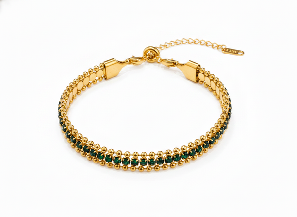 NXGOLD Designer Green Cubic Zirconia Bracelet for Women
