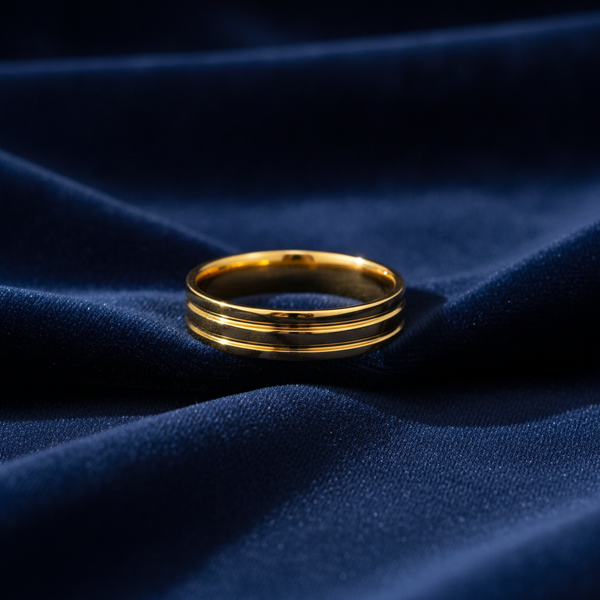 NXGOLD Elegant Plain Band Ring with Triple Line Design
