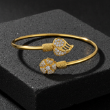 Luxury Bloom CZ Open Cuff Bracelet for Women & Girls