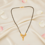 Premium CZ Triangle Pendant Mangalsutra with Black Beads Necklace
