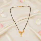 Premium CZ Triangle Pendant Mangalsutra with Black Beads Necklace