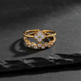 Designer Double Layer Floral CZ Ring for Women
