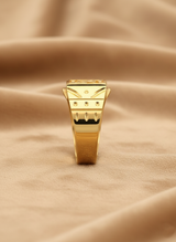 NXGOLD Royal Engraved Square Signet Gold Ring for Men