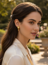 NXGOLD Floral Crystal Drop Gold-Toned Stud Earrings for Women