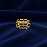 Elegant Wave Filigree Gold Plated Ring for Women