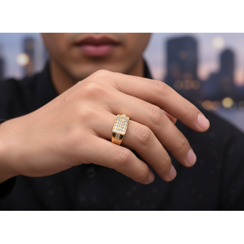 NXGOLD Luxe Triple Row Zircon Ring