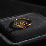 NXGOLD Romantic Heart & Pear Cut Ruby Stone Ring for Women