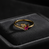 NXGOLD Romantic Heart & Pear Cut Ruby Stone Ring for Women
