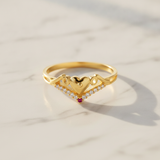 NXGOLD Stylish Heart Charm Gold Finish Ring for Women