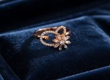 Rose Gold Floral Crystal Ring for Girls & Women