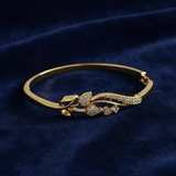 Luxury Floral Leaf CZ Open Bracelet For Women & Girl
