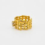 Elegant Anti-Tarnish Woven Pattern Ring with CZ Stone