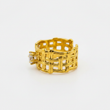 Elegant Anti-Tarnish Woven Pattern Ring with CZ Stone