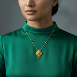 Traditional Mangalsutra with Black Beads & Heritage Pendant