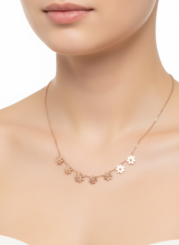 Elegant Rose Gold Floral pendant Necklace