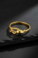 NXGOLD Elegant Gold Women’s Ring with Leaf & Loop Design