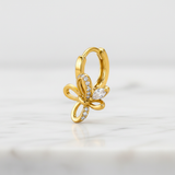 NXGOLD Butterfly Charm Crystal Gold-Toned Hoop Earrings for Women