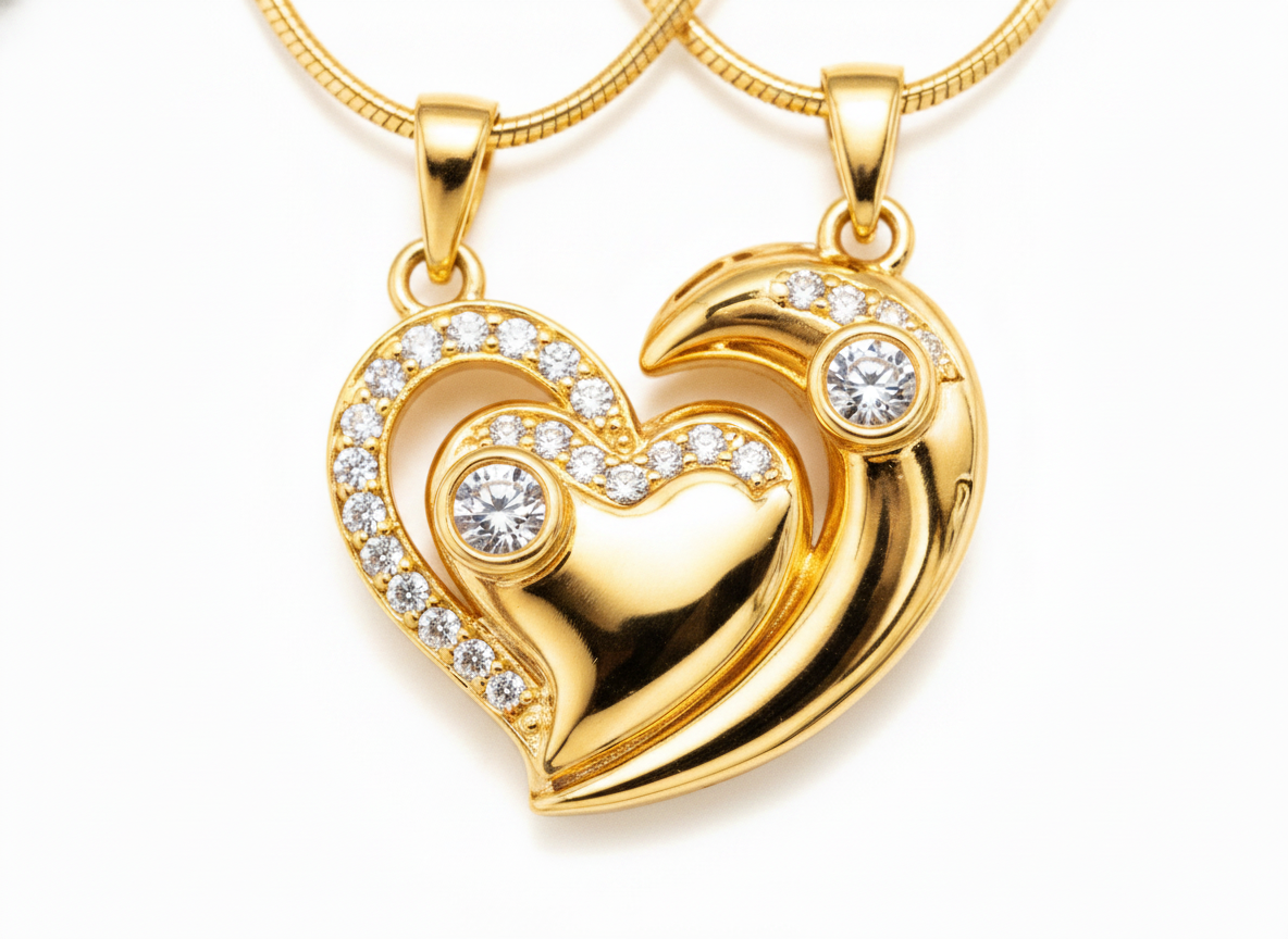 Luxury Gold Double Layer Heart Necklace for Women & Girls