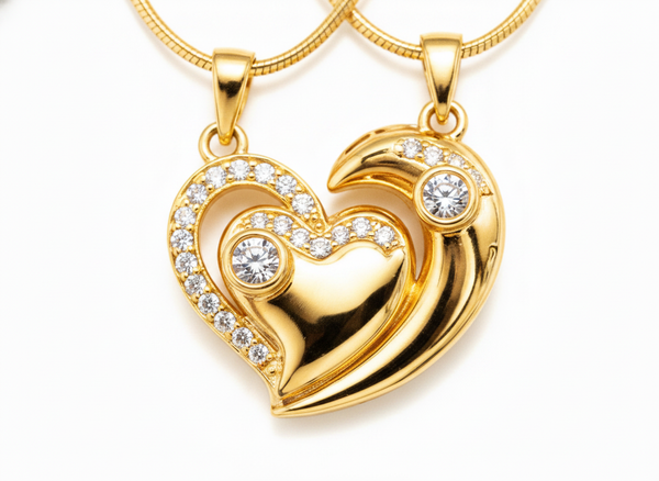 Luxury Gold Double Layer Heart Necklace for Women & Girls