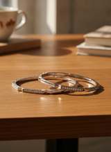 925 Silver Geometric CZ Bangles for Women