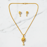 Elegant Floral CZ Pendant Necklace & Earrings Set for Women
