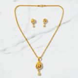 Elegant Floral CZ Pendant Necklace & Earrings Set for Women